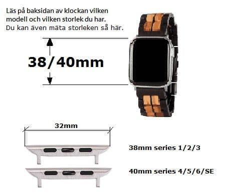 Applewatch band i Ebony och Zebraträ. Här för klockstorlek 38/40mm