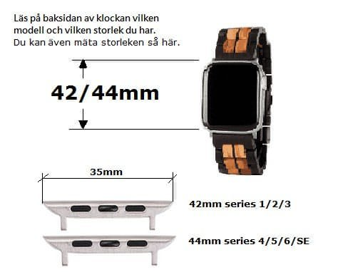 Applewatch band i Ebony och Zebraträ. klocka ingår ej. Läs på baksidan av klockan vilken modell du har