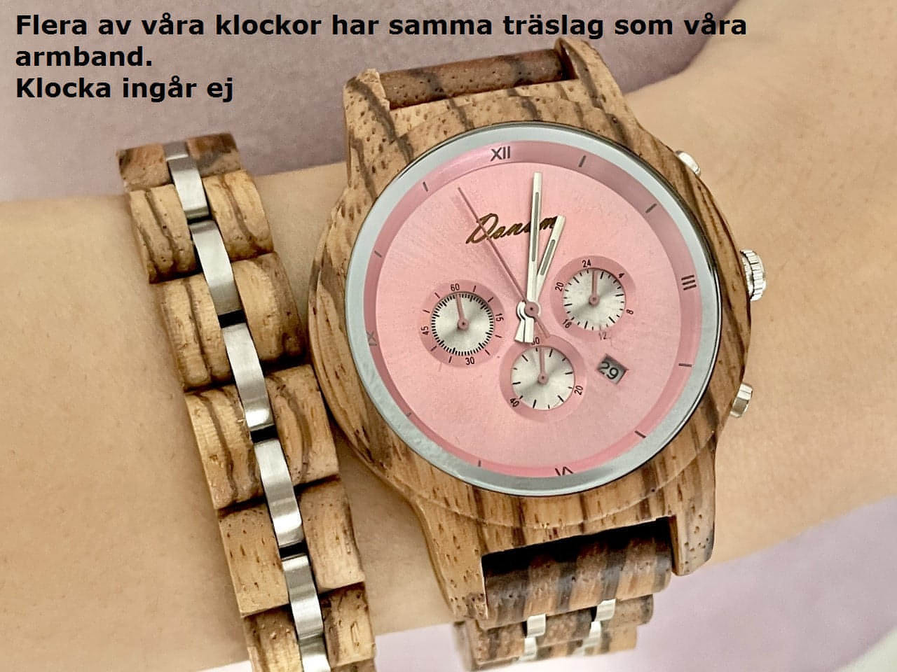 En härlig match mellan klocka och armband i samma träslag