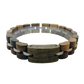 G-link i grönt sandelträ/ rostfritt stål. Graverbart armband i trä. Armband G-link . Träarmband från Donum.earth. Miljövänligt, allergivänligt och nickelsäkert. Armband med gravering